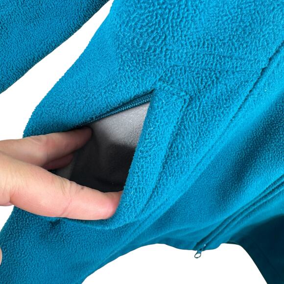 Duluth Trading Co. Shoreline Blue Teal Fleece Full Double Zipper Hooded Jacket S - Picture 5 of 8